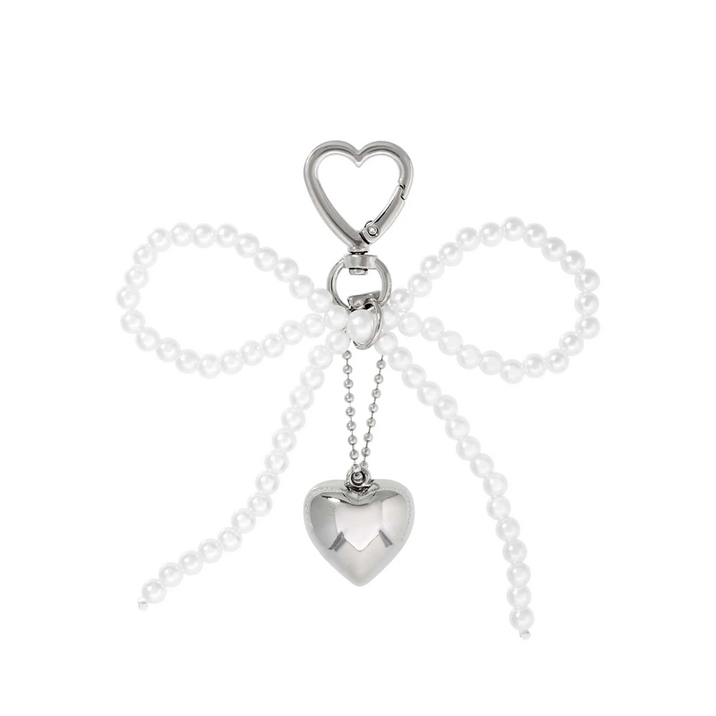 Pearl Bow Heart Charm