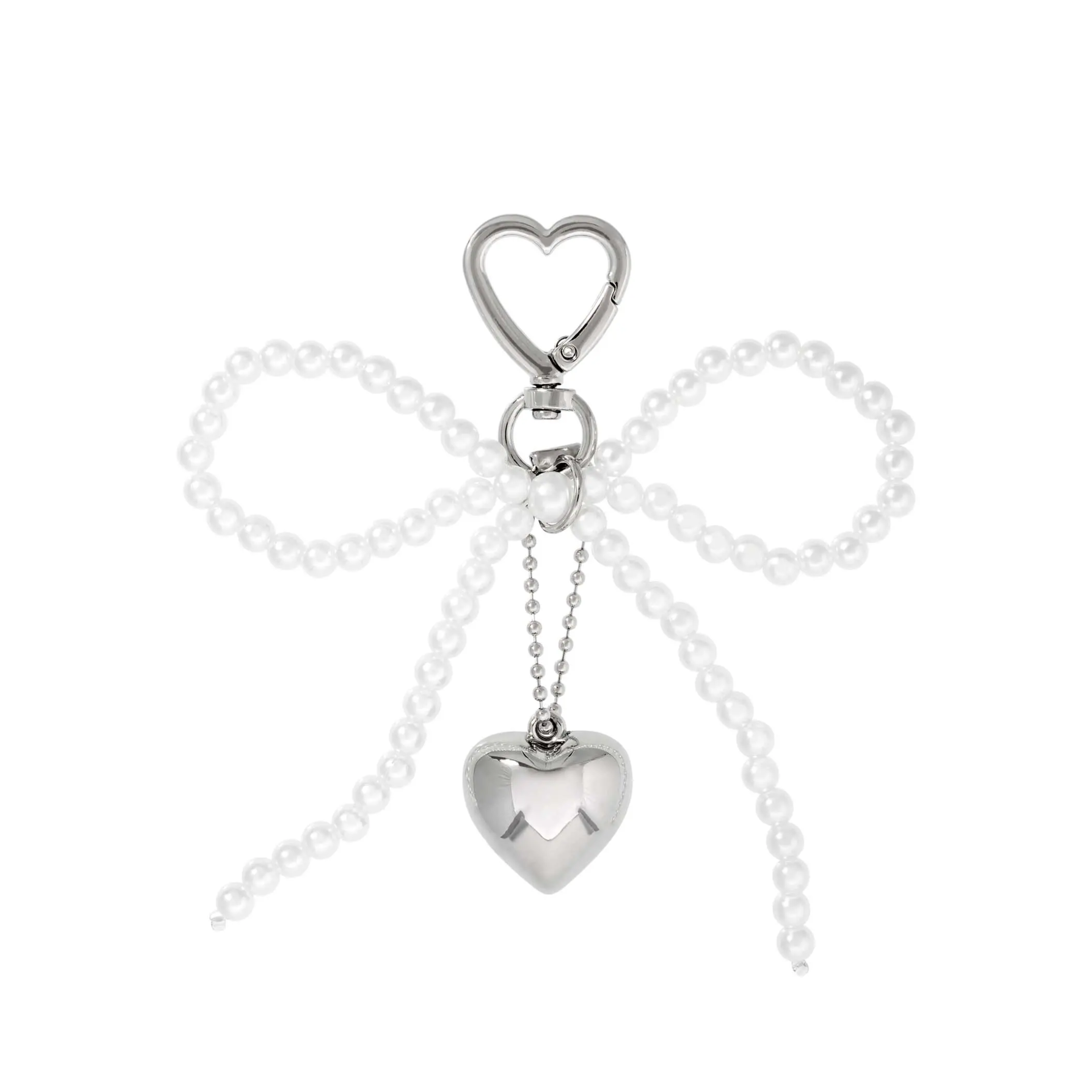 Pearl Bow Heart Charm