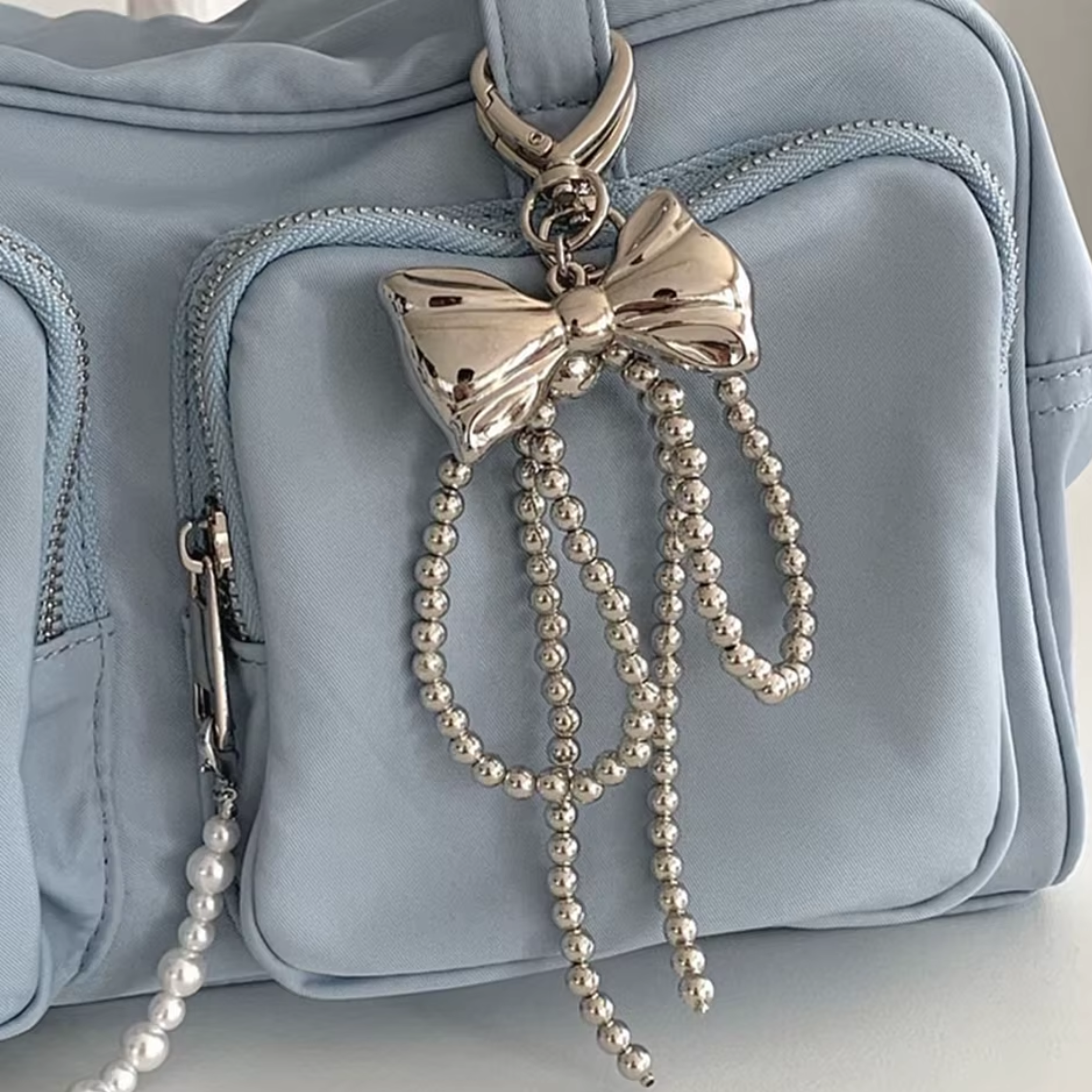 Silver Bow Charm